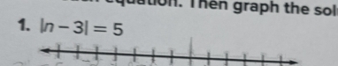 quation. Thên graph the sol 
1. |n-3|=5