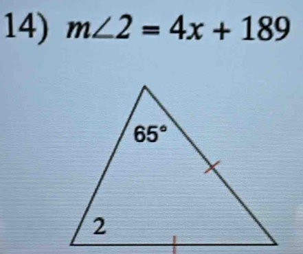 m∠ 2=4x+189