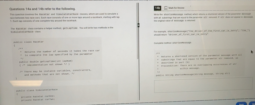 Solved: and 14b refer to the following. 14b Mark for Review This ...