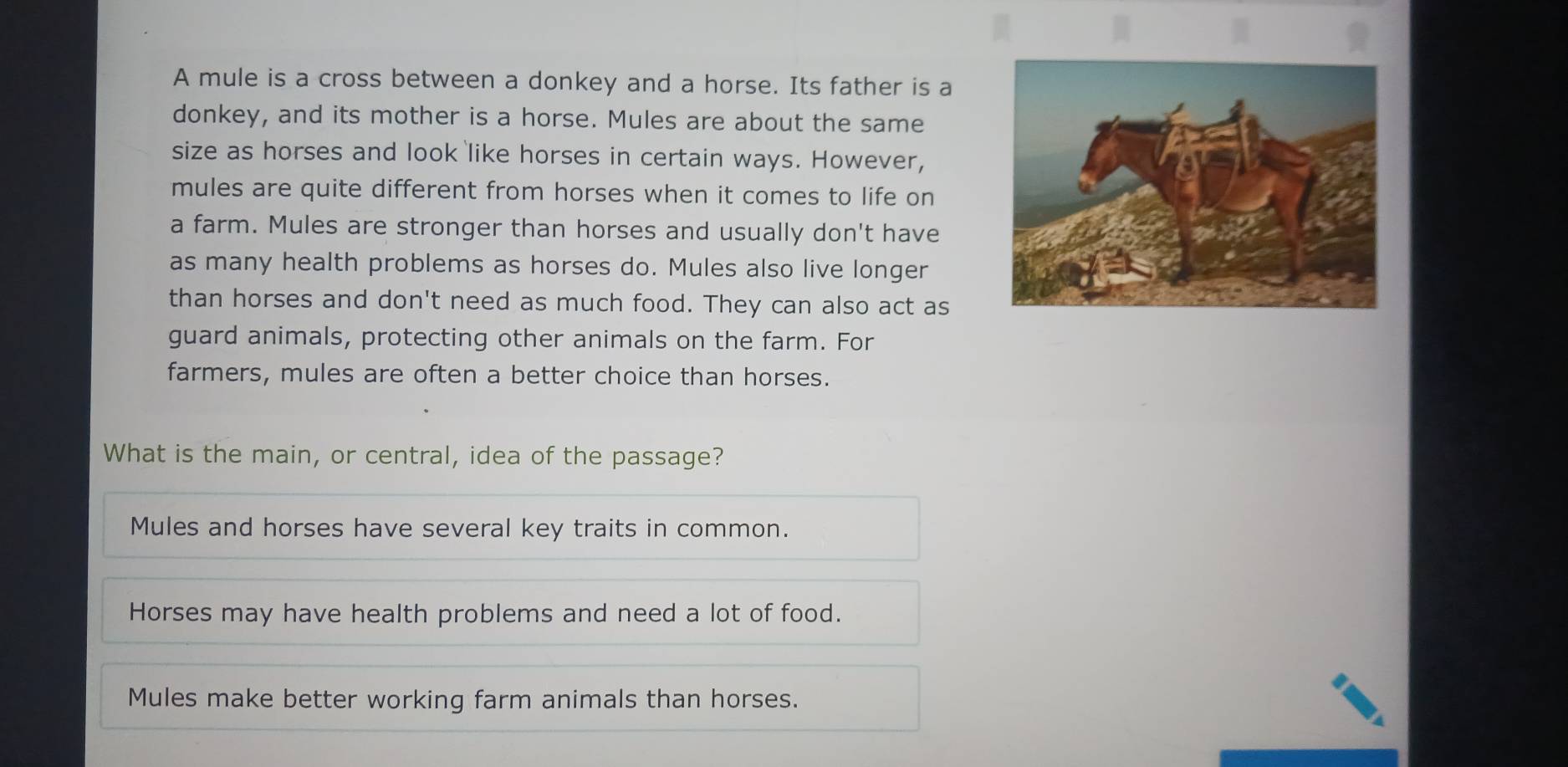 Solved: A mule is a cross between a donkey and a horse. Its father is a ...