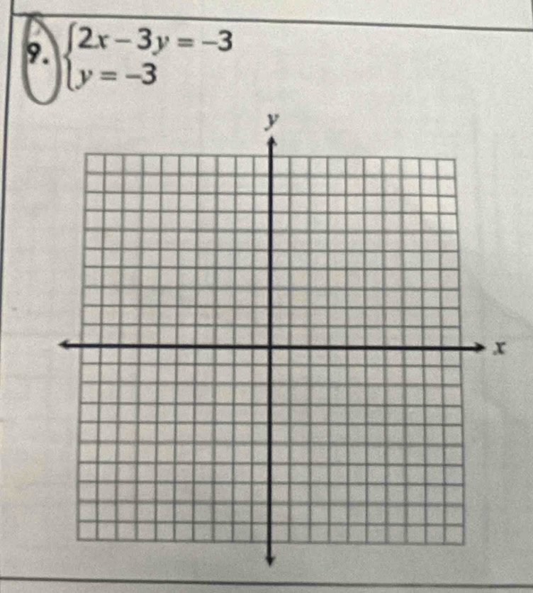 beginarrayl 2x-3y=-3 y=-3endarray.