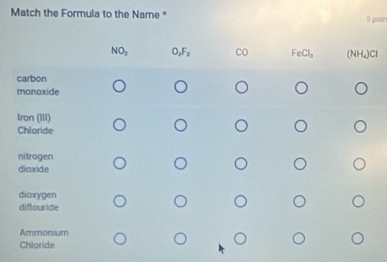 Match the Formula to the Name *
5 poin