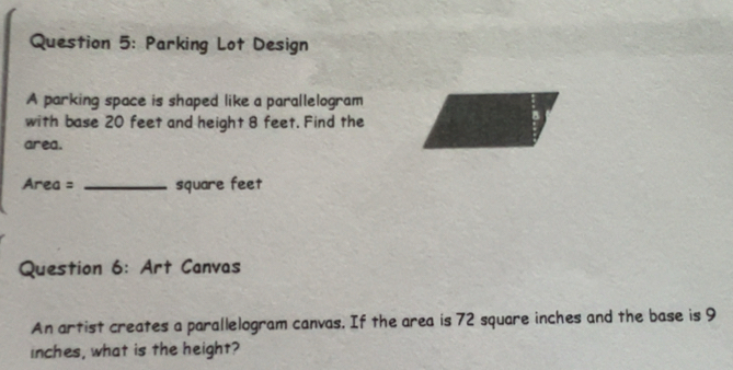 Solved: Parking Lot Design A parking space is shaped like a ...