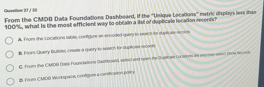 Gelöst:From the CMDB Data Foundations Dashboard, if the “Unique ...