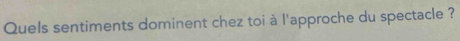 Quels sentiments dominent chez toi à l'approche du spectacle ?