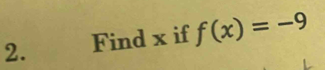 Find x if f(x)=-9