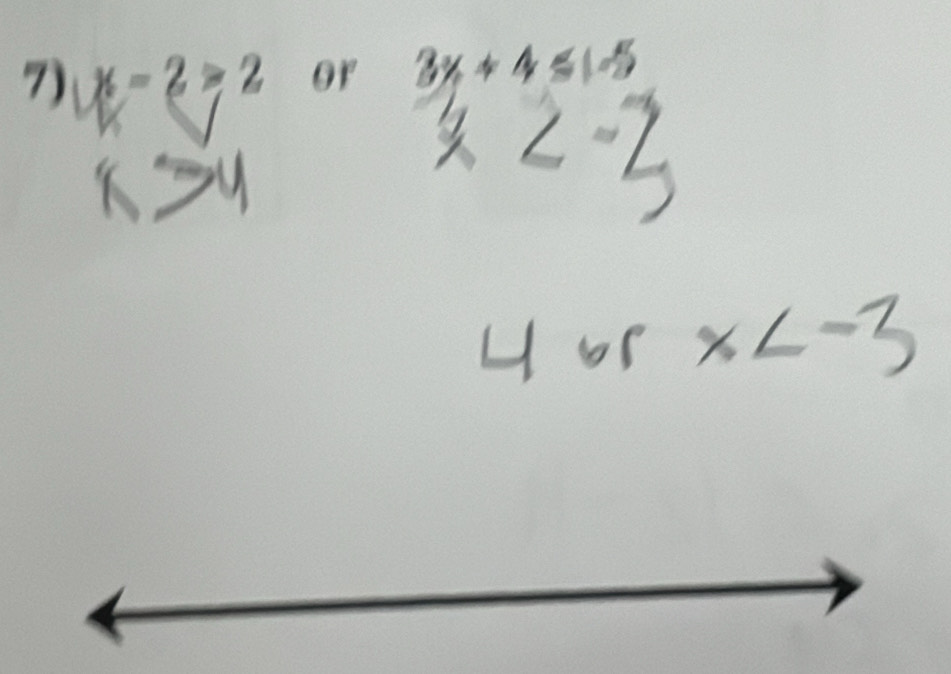 x-2>2 oF 3x+4≤ 1-5