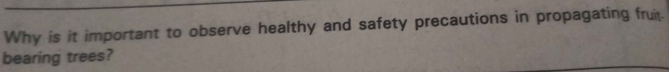 Why is it important to observe healthy and safety precautions in propagating fruit 
bearing trees?