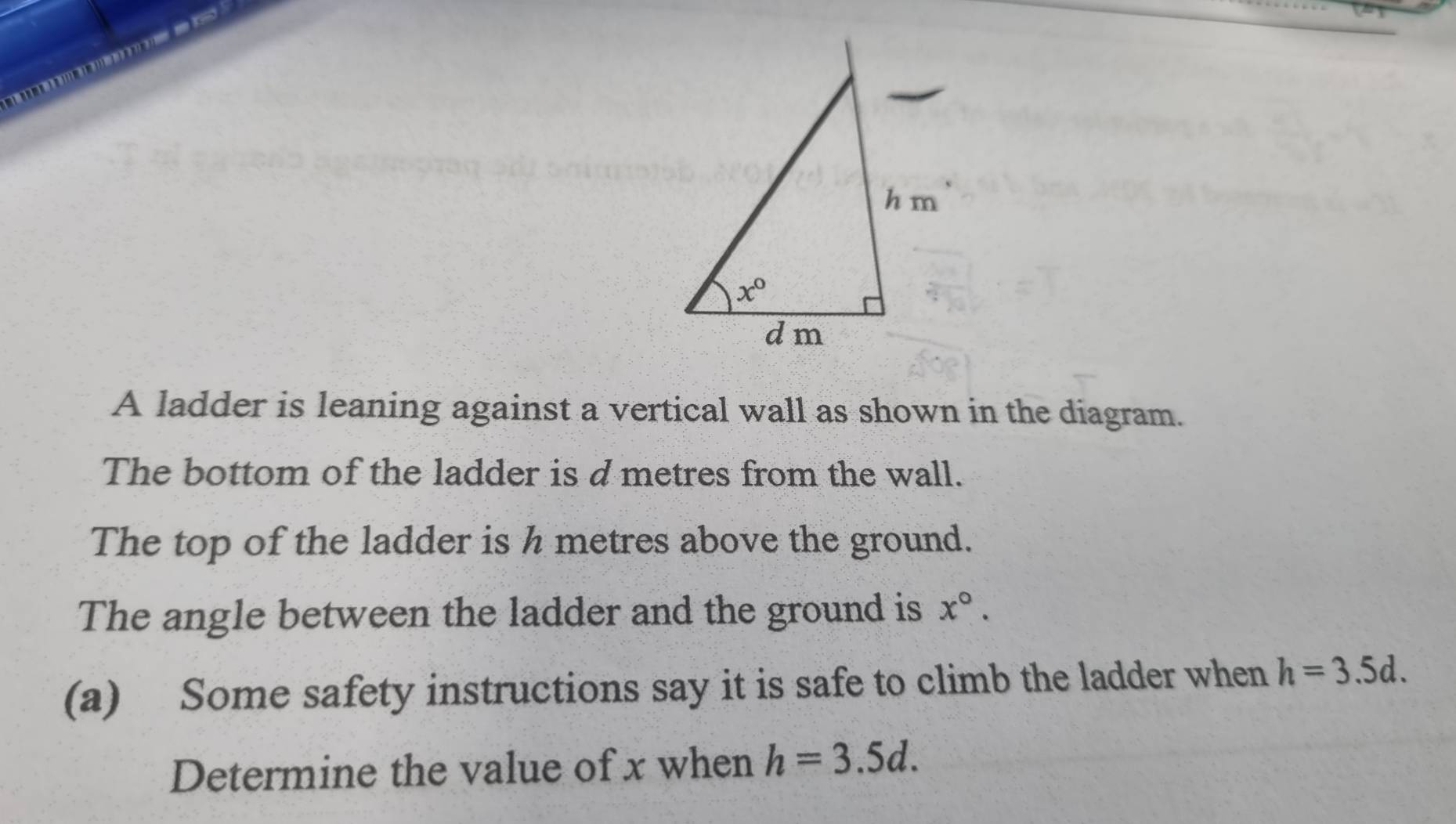 Solved: A ladder is leaning against a vertical wall as shown in the ...