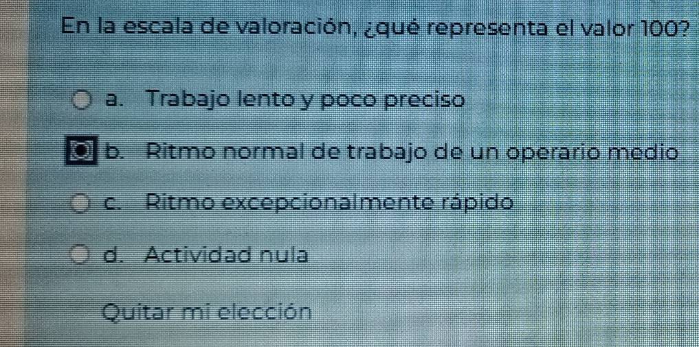 Resuelto:En la escala de valoración, ¿qué representa el valor 100? a ...