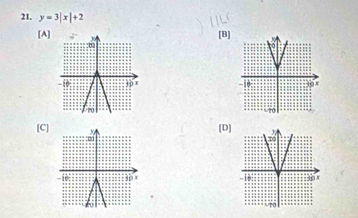 y=3|x|+2
[A] 
[B] 

[C] 
[D]