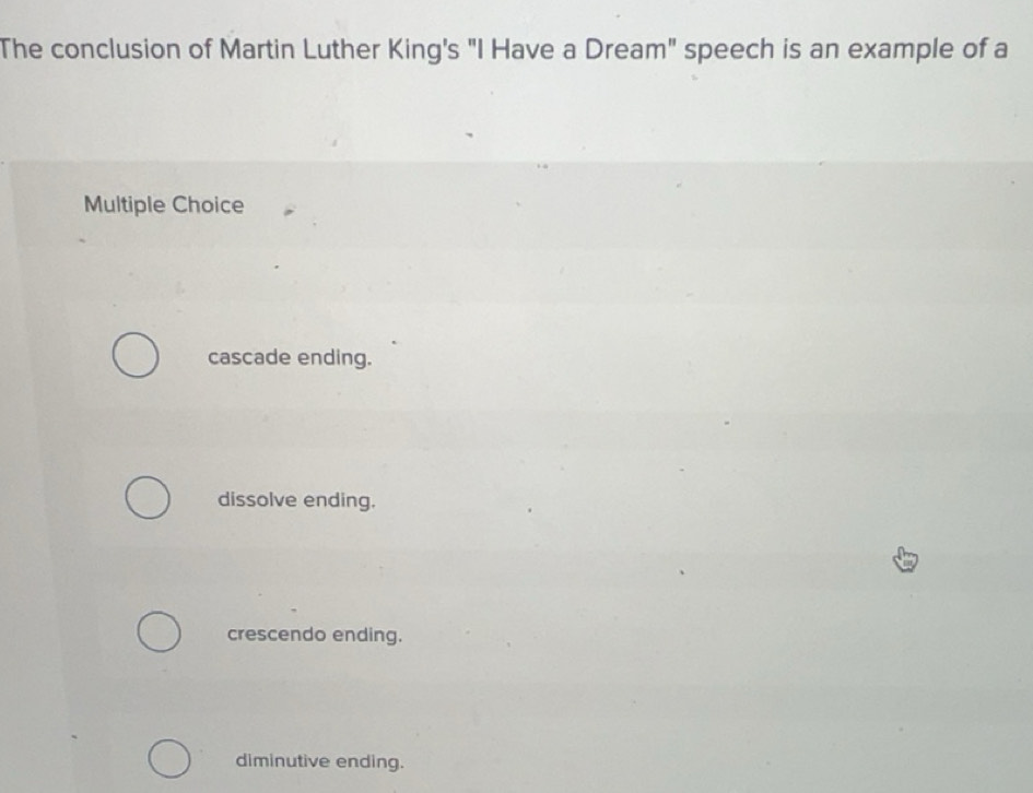 Solved: The conclusion of Martin Luther King's 