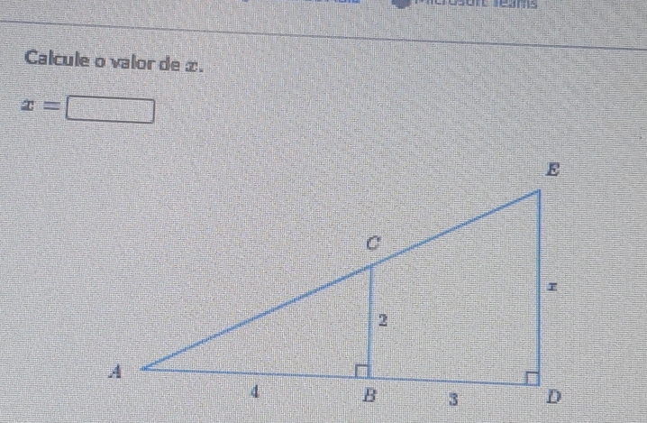 seams 
Calcule o valor de æ.
x=□