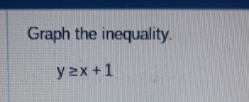 Graph the inequality.
y≥ x+1