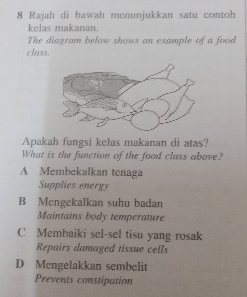 Selesai:Rajah di bawah menunjukkan satu contoh kelas makanan. The ...