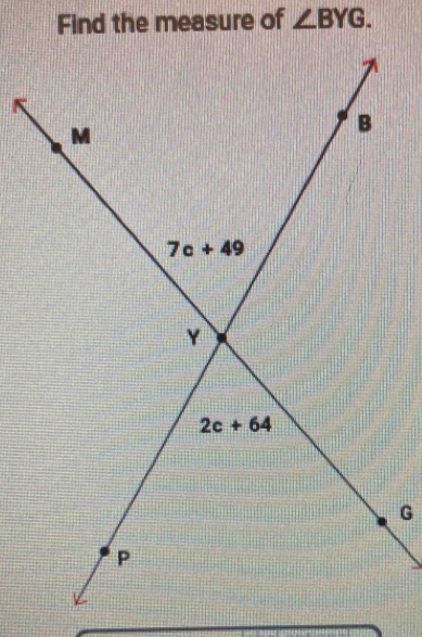 Find the measure of ∠ BYG.
G