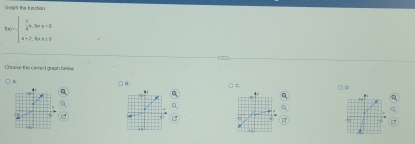 Gronh the buncton
h(x)=beginarrayl  π /4 x^((0))x
Choose the carrect grigh belew
□ 8 O t (
.