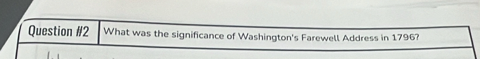 What was the significance of Washington's Farewell Address in 1796?