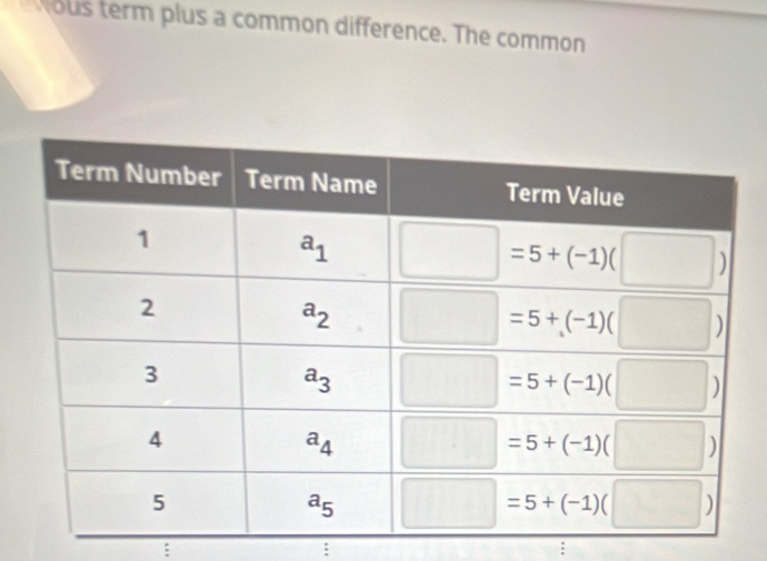 wous term plus a common difference. The common