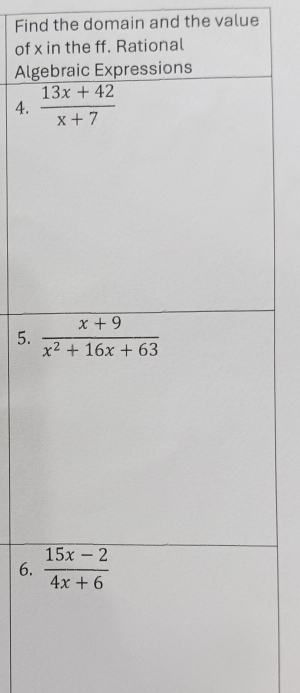 Find the domain and the value
of 
Al
4.
5.
6.