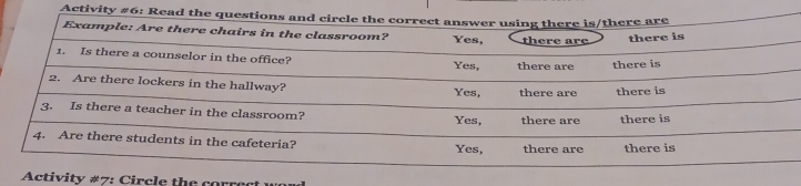 Activity 
Activity #7: Circle the corre