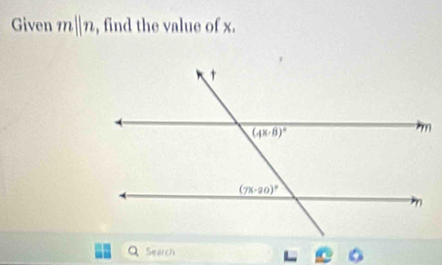 Given m||n , find the value of x.
Search