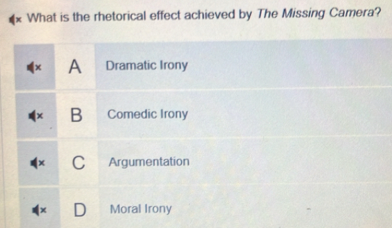 Solved: What is the rhetorical effect achieved by The Missing Camera? × ...