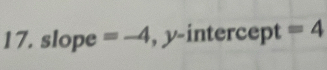 slope =-4 y-intercept =4