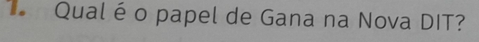 Qual é o papel de Gana na Nova DIT?