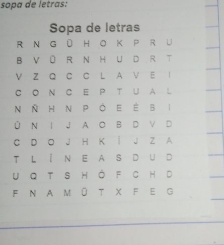 sopa de letras: 
Sopa de letras