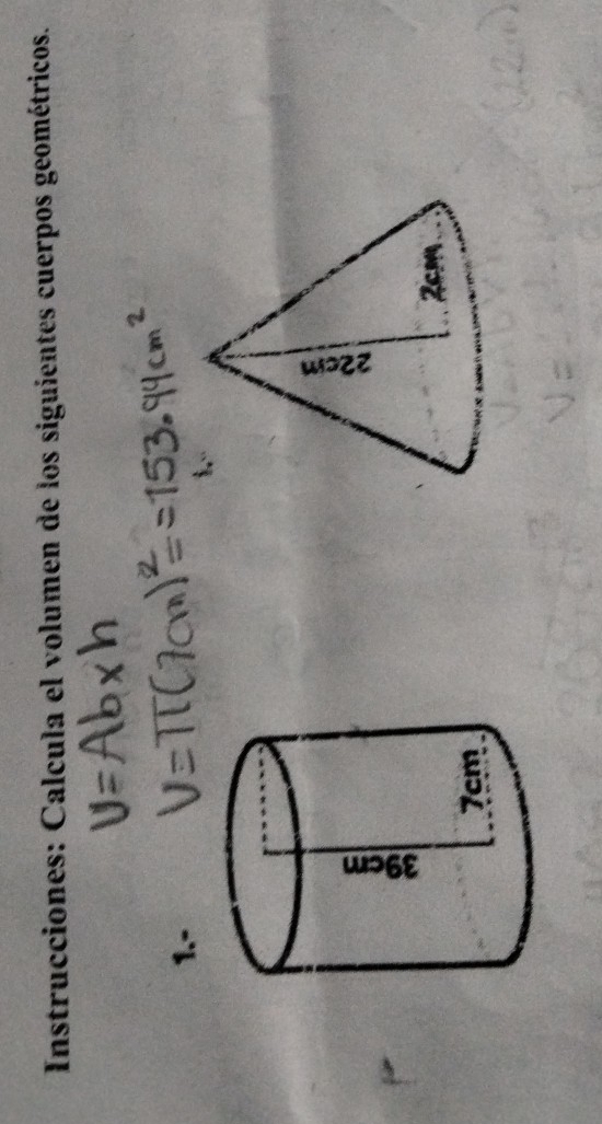 Instrucciones: Calcula el volumen de los siguientes cuerpos geométricos. 
1.-