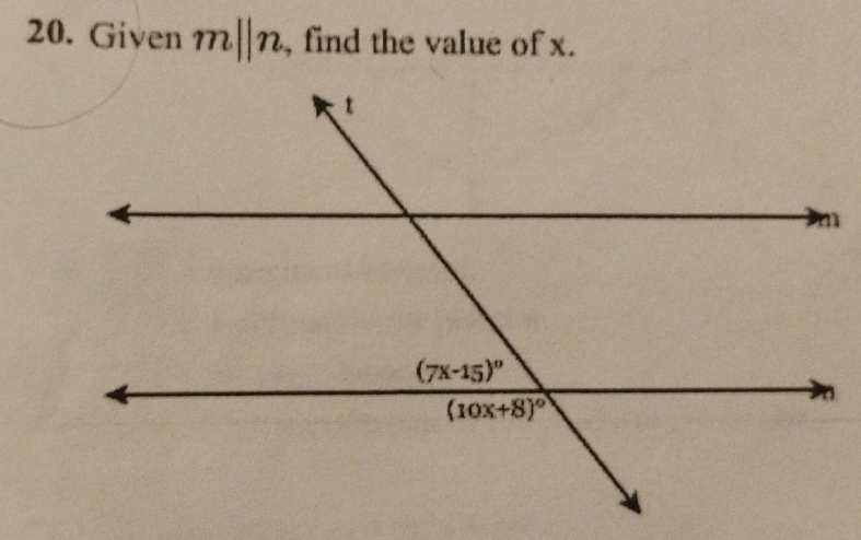 Given m||n , find the value of x.