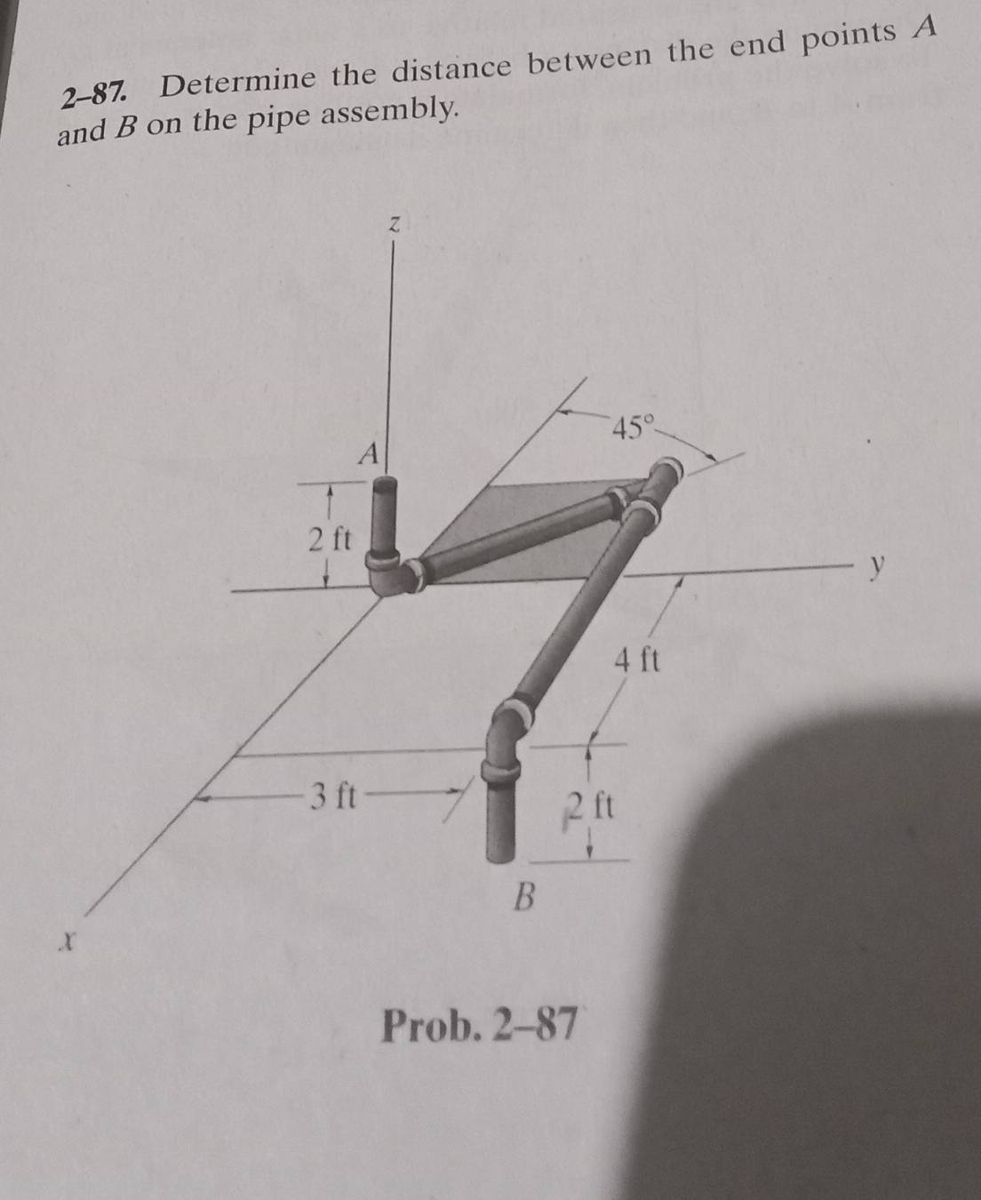 Solved: 2-87. Determine the distance between the end points A and B on ...