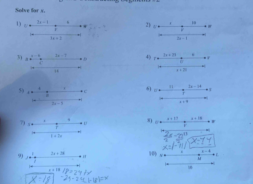 Solve for x.
1
2
3
4
6
5
8
7
13
10
9