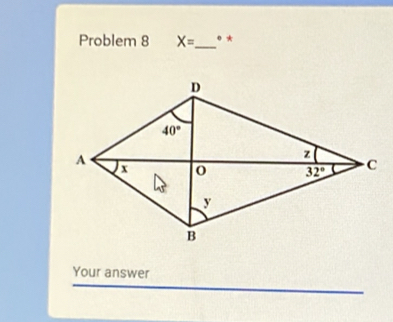 Problem 8 X= _ o *
Your answer