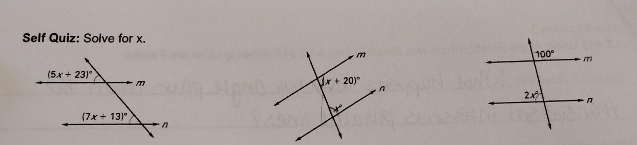 Self Quiz: Solve for x.