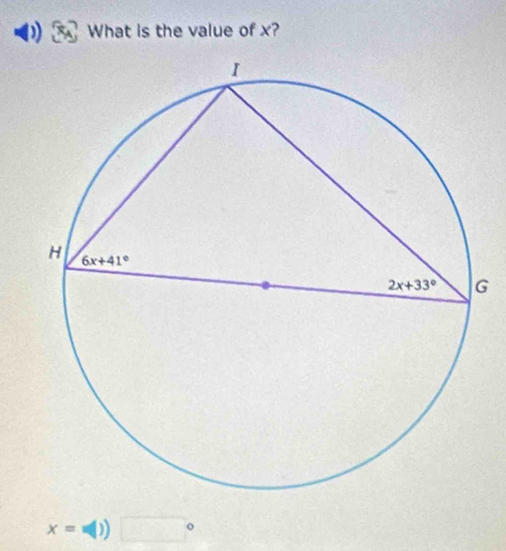 ) What is the value of x?
G
x=□ ) □°