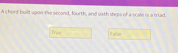 Solved: A chord built upon the second, fourth, and sixth steps of a ...