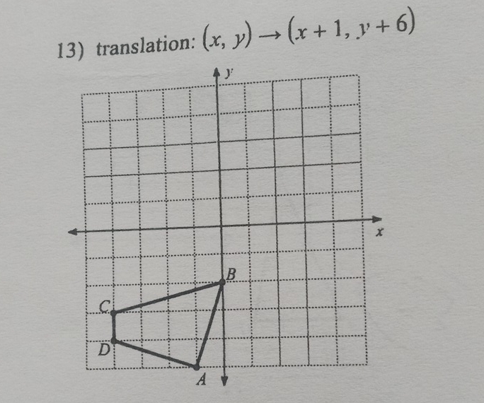 translation: (x,y)to (x+1,y+6)