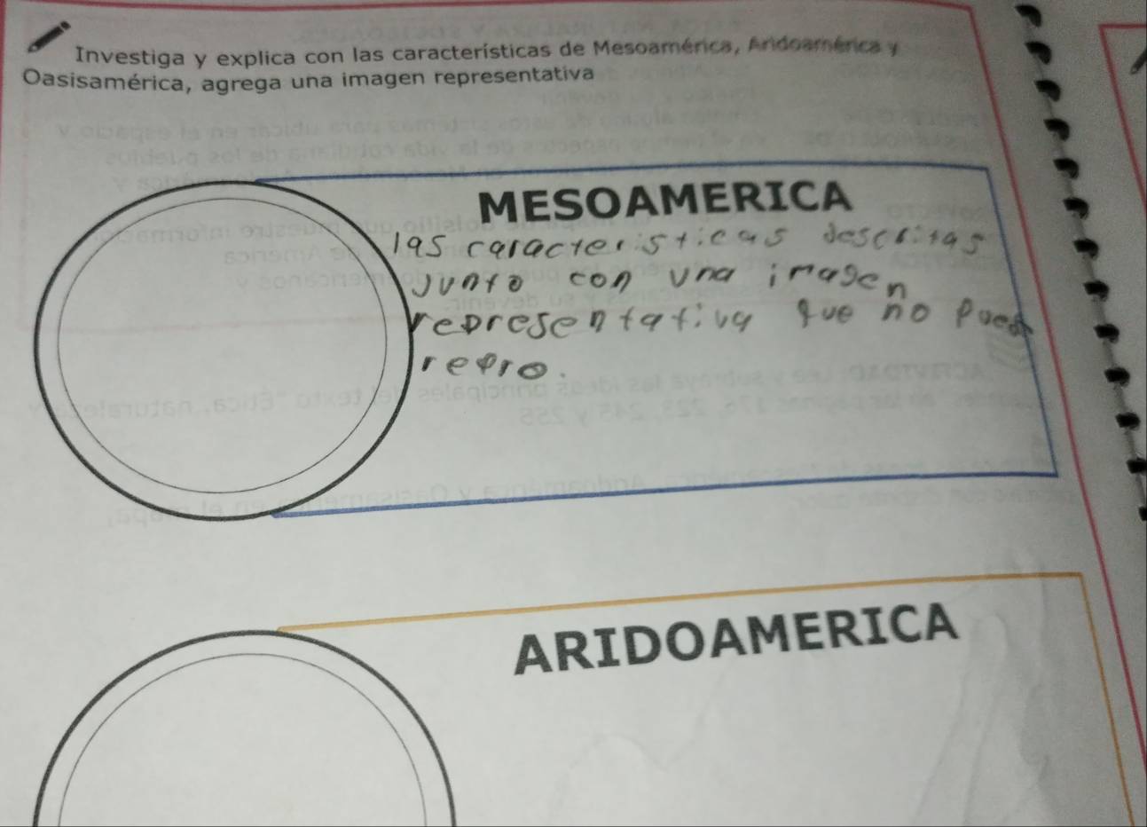 Investiga y explica con las características de Mesoamérica, Andoaménca y 
Oasisamérica, agrega una imagen representativa 
MESOAMERICA 
ARIDOAMERICA