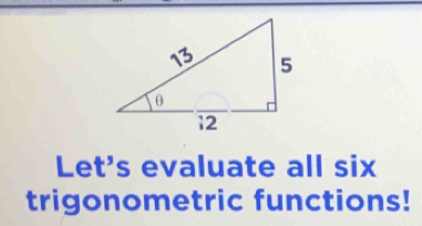 Let's evaluate all six 
trigonometric functions!