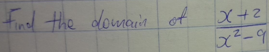 Find the domain of
 (x+2)/x^2-9 