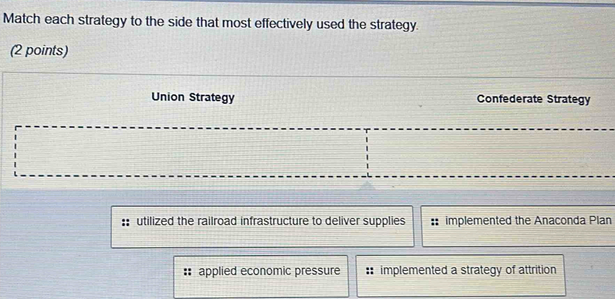 Solved: Match each strategy to the side that most effectively used the ...