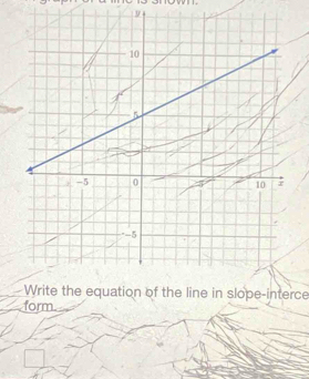 Write the equation of the line in slope-interce 
form