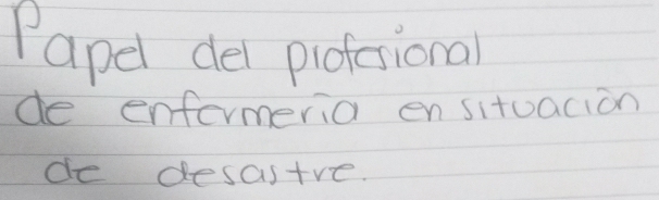 Papel del piofetional 
de enfermeria en situacion 
de desastve.