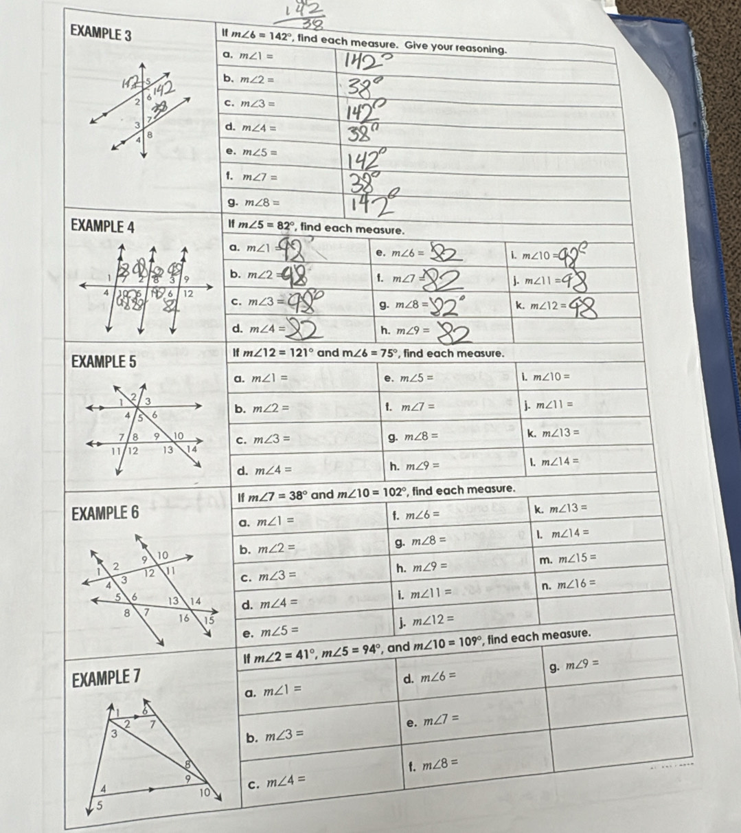 EXAMPLE 3 m∠ 6=142° , find each m
10
5