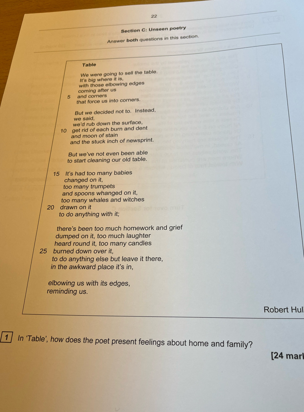 Solved: Unseen poetry Answer both questions in this section. Table We ...