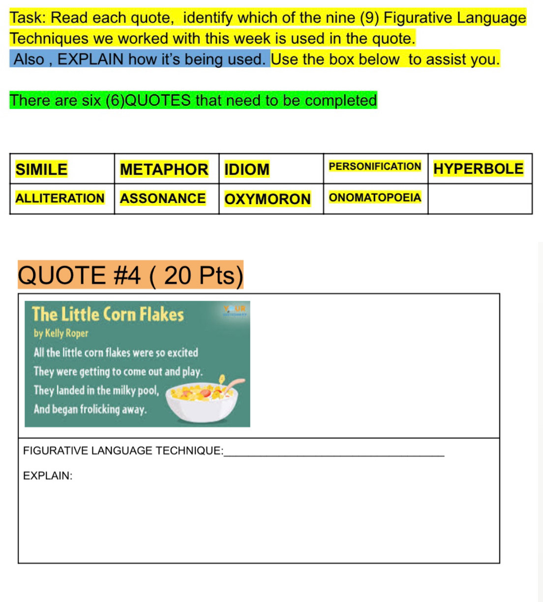 Solved: Task: Read each quote, identify which of the nine (9 ...