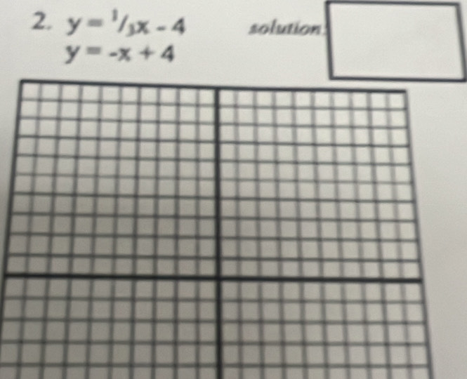 y=^1/_3x-4 solution
y=-x+4