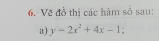 Vẽ đồ thị các hàm số sau: 
a) y=2x^2+4x-1;